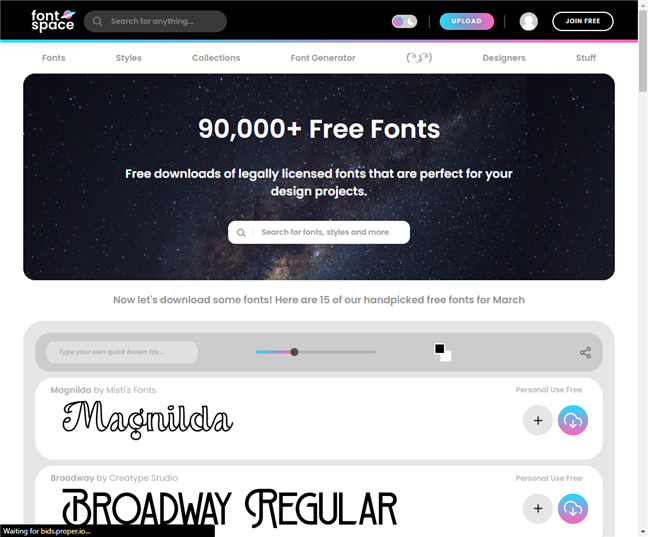FontSpace has a lovely-looking website