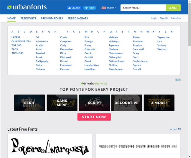 UrbanFonts keeps things organized