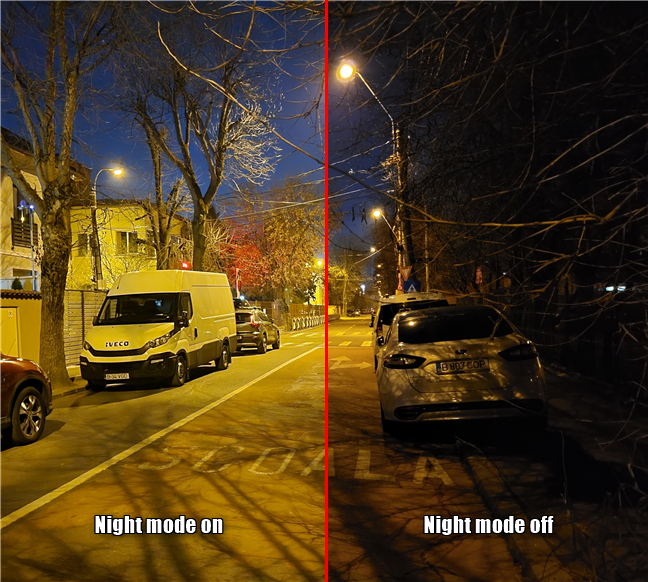 The effect of the Night mode on low-light photography 