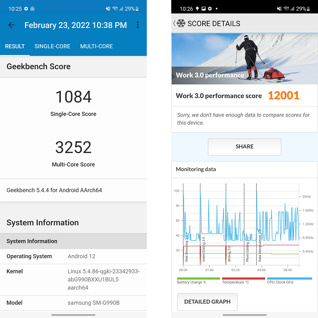 The processing power of the Samsung Galaxy S21 FE 5G is quite consistent