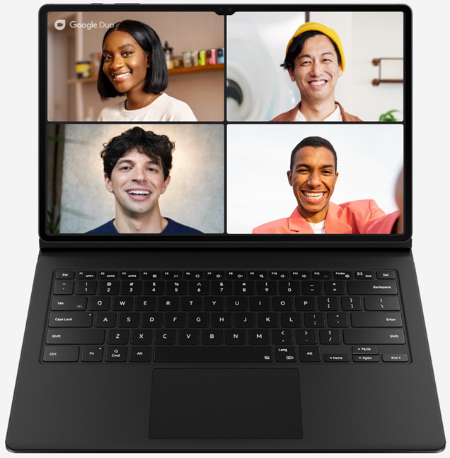 The camera and microphone setup is perfect for videoconferences