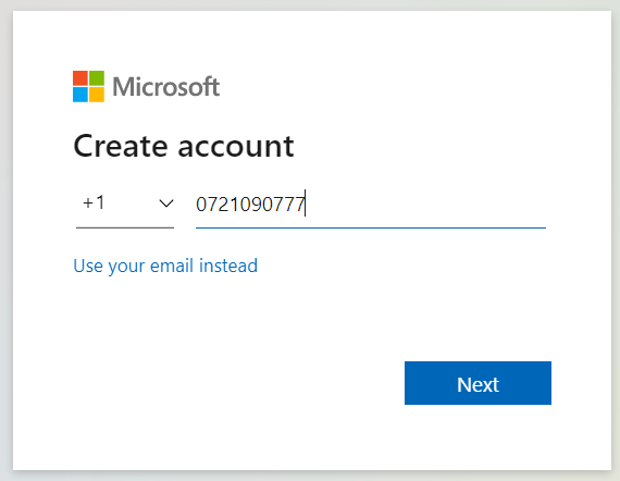You can create a Microsoft account using a phone number too