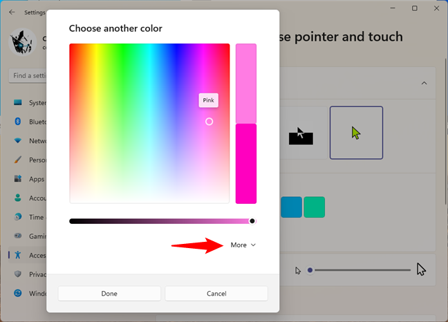 Pick a custom mouse pointer color