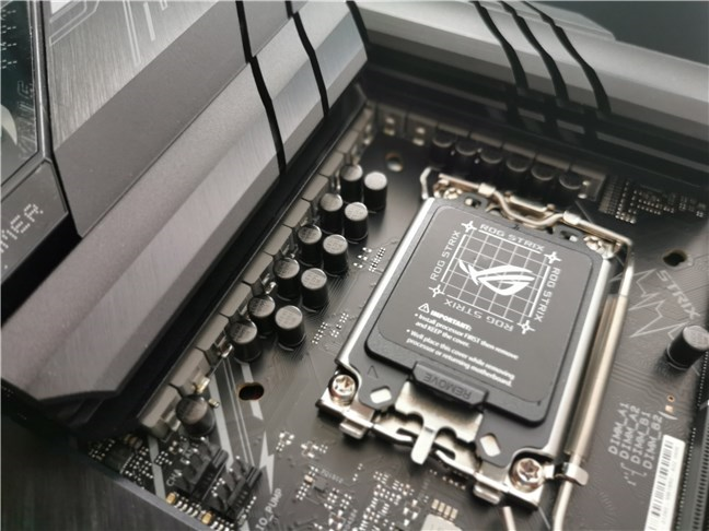 The processor socket on the ASUS ROG Strix B660-F Gaming WiFi
