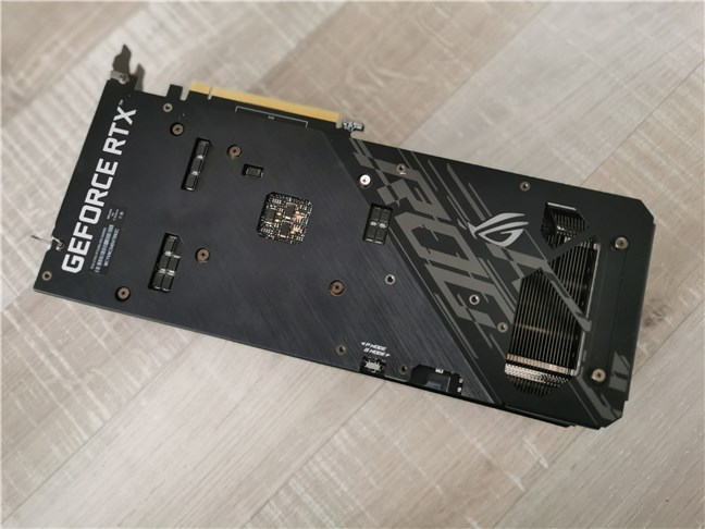 The backplate on the ASUS ROG Strix GeForce RTX 3050
