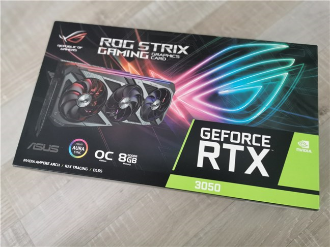 The box of the ASUS ROG Strix Gaming GeForce RTX 3050