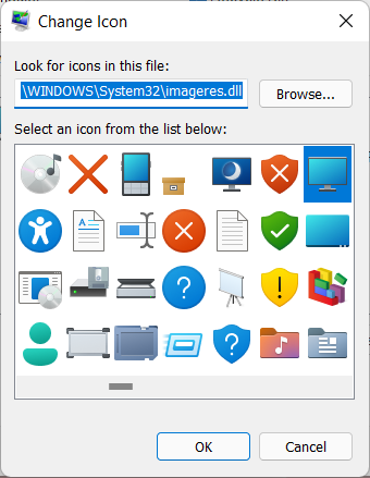 Select an icon or look for one in another file