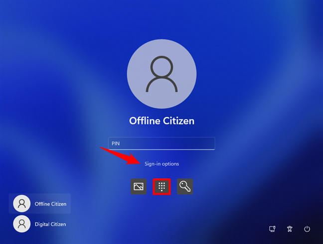 Windows 11 sign-in options: Selecting PIN
