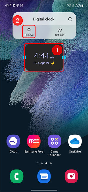 Remove widgets on Samsung Galaxy