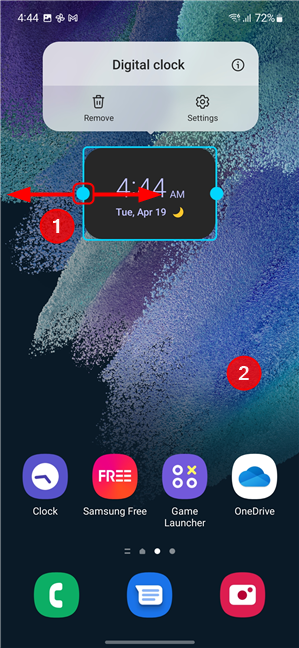 Resize a widget on a Samsung Galaxy