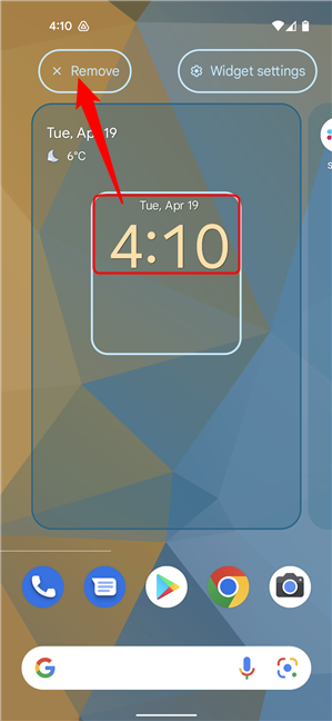 Remove a widget on Google Pixel smartphones with Android 12