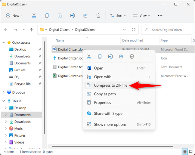 How to make a ZIP file in Windows 11 from the contextual menu