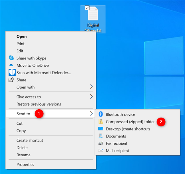 How to zip a file in Windows 10 using the right-click menu