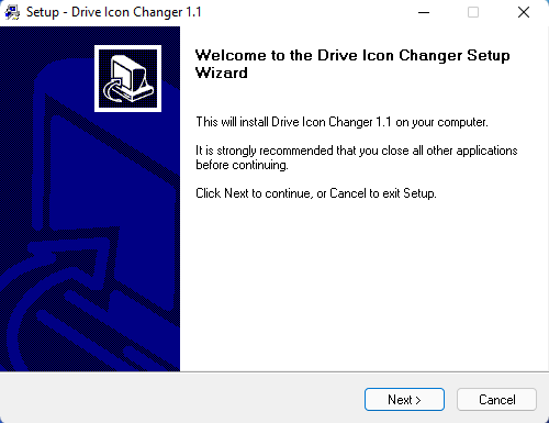 The setup wizard for the Drive Icon Changer
