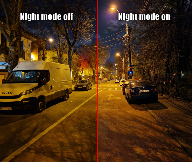 The effect of the Night mode on low-light photography for the Samsung Galaxy S22