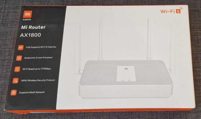 The packaging used for Xiaomi Mi Router AX1800