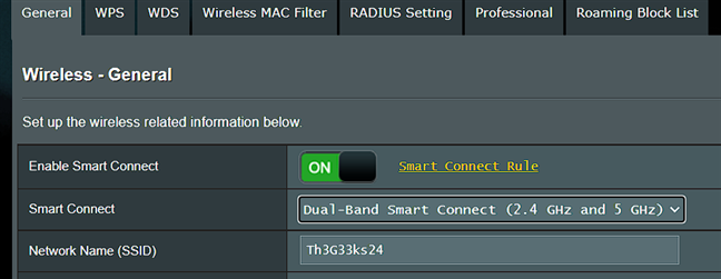Enabling Smart Connect on a dual-band wireless router from ASUS