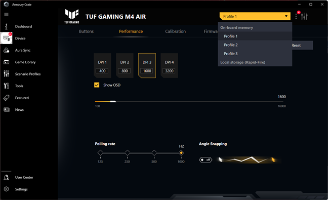 Armoury Crate performance settings