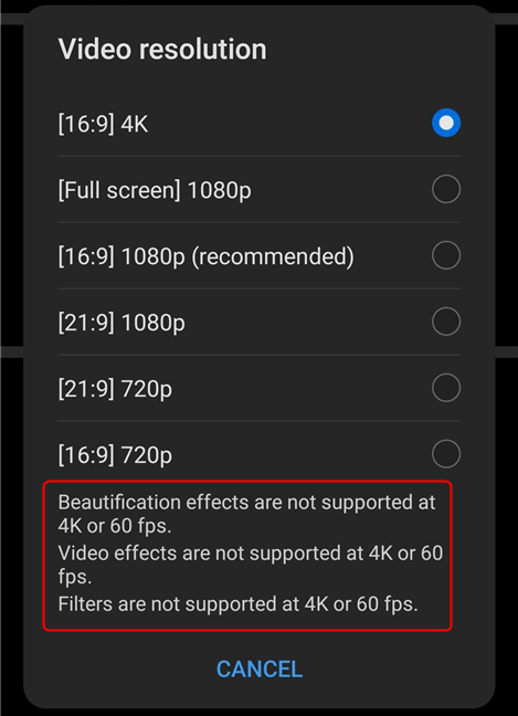 Recording at higher frame rates is more restrictive in terms of features