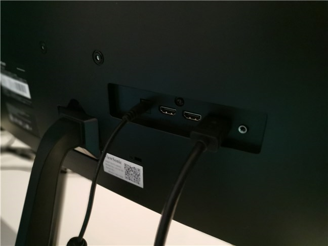 Ports on the back of the ViewSonic VX2719-PC-MHD gaming monitor