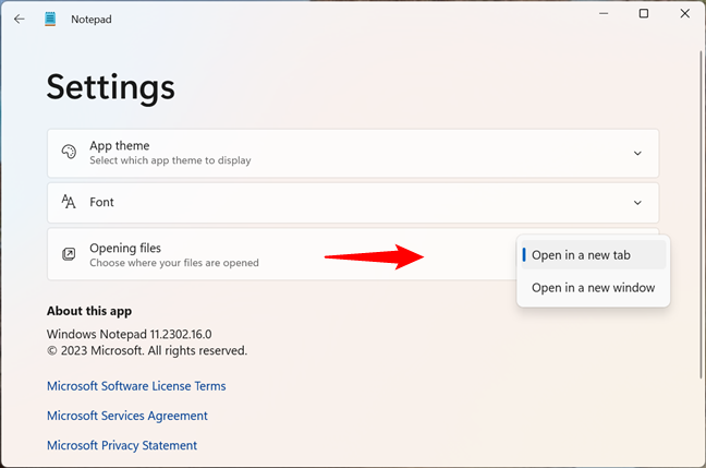 Select how to open files: in a new tab or window