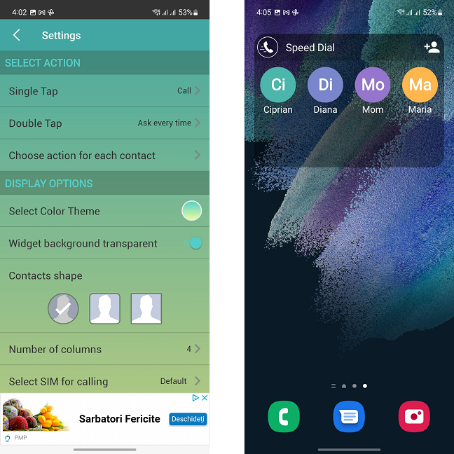 Speed Dial Widget is simple and easy to configure
