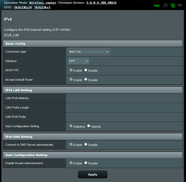 Setting Native IPv6 connections