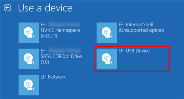 Select the USB drive option from the list