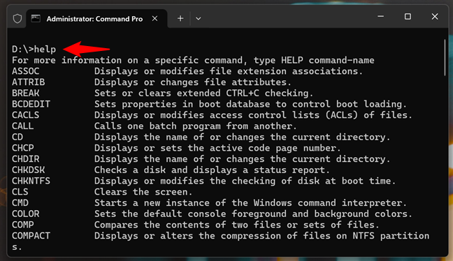 Get help in Command Prompt