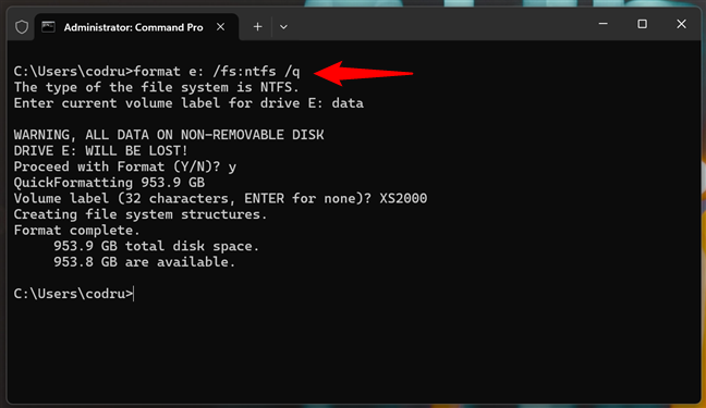 How to format a drive from command line