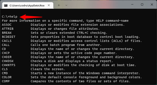 Get help in Command Prompt