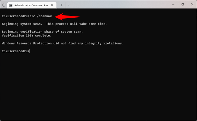 The sfc command can be used to verify the system files