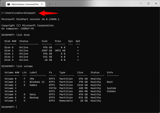 Diskpart is a powerful tool for managing drives