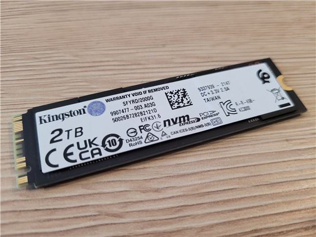 The back of the Kingston Fury Renegade SSD