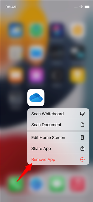 Uninstall OneDrive from iOS