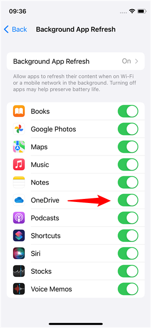 Allow OneDrive to refresh in the background