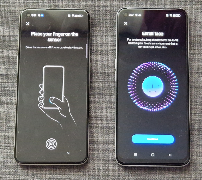 Both a fingerprint reader and face unlock are available