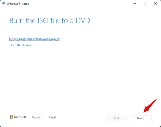 The Windows 11 ISO file has been created