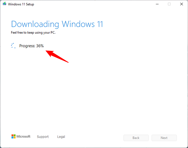 Downloading the Windows 11 setup files