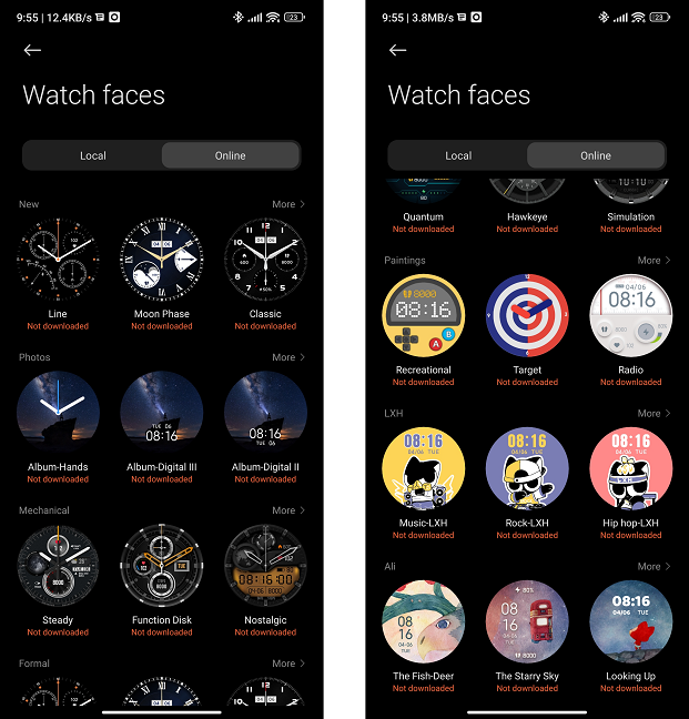 Watch faces are available to download for free in a dedicated section