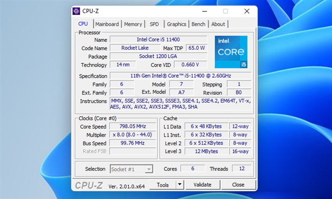 Details about the Intel Core i5-11400 processor