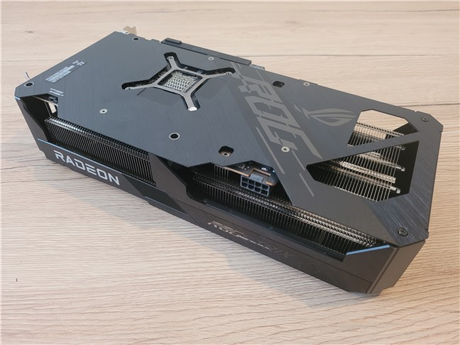 The backplate of the ASUS ROG Strix RX 6650 XT Gaming 8GB OC Edition