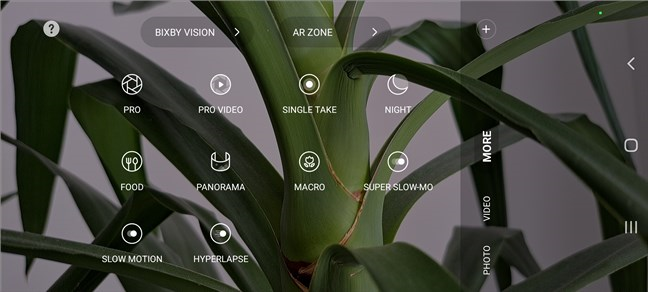 The camera interface on the Samsung Galaxy A53 5G