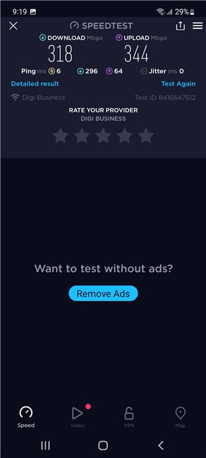 Internet speed test (download and upload)