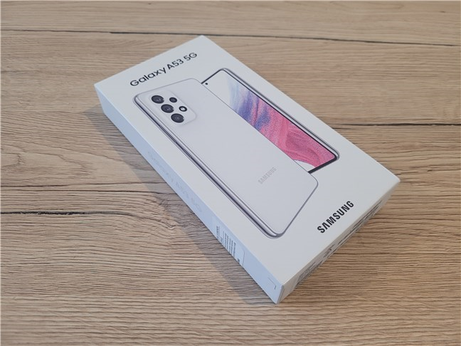 The packaging for the Samsung Galaxy A53 5G