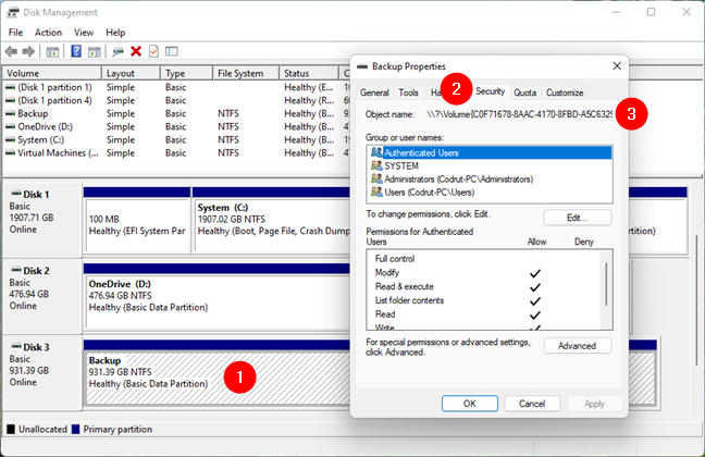 Find the volume name of a hidden drive