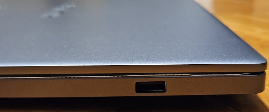 The ports on the right side of the laptop