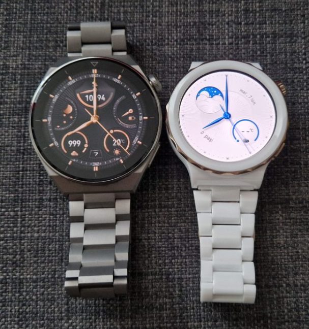 Huawei Watch GT3 Pro Titanic (left) vs Ceramic (right)