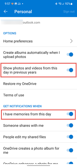 Disable On this day notifications