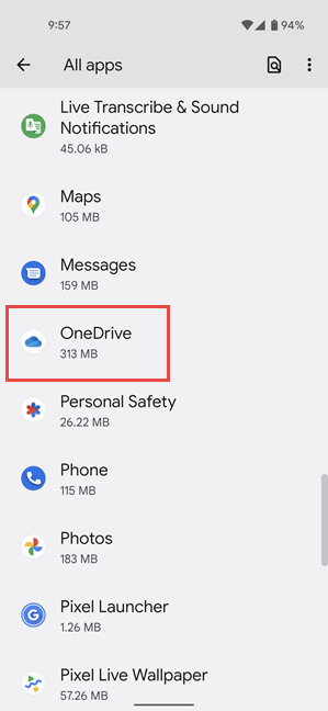 Find and tap on OneDrive